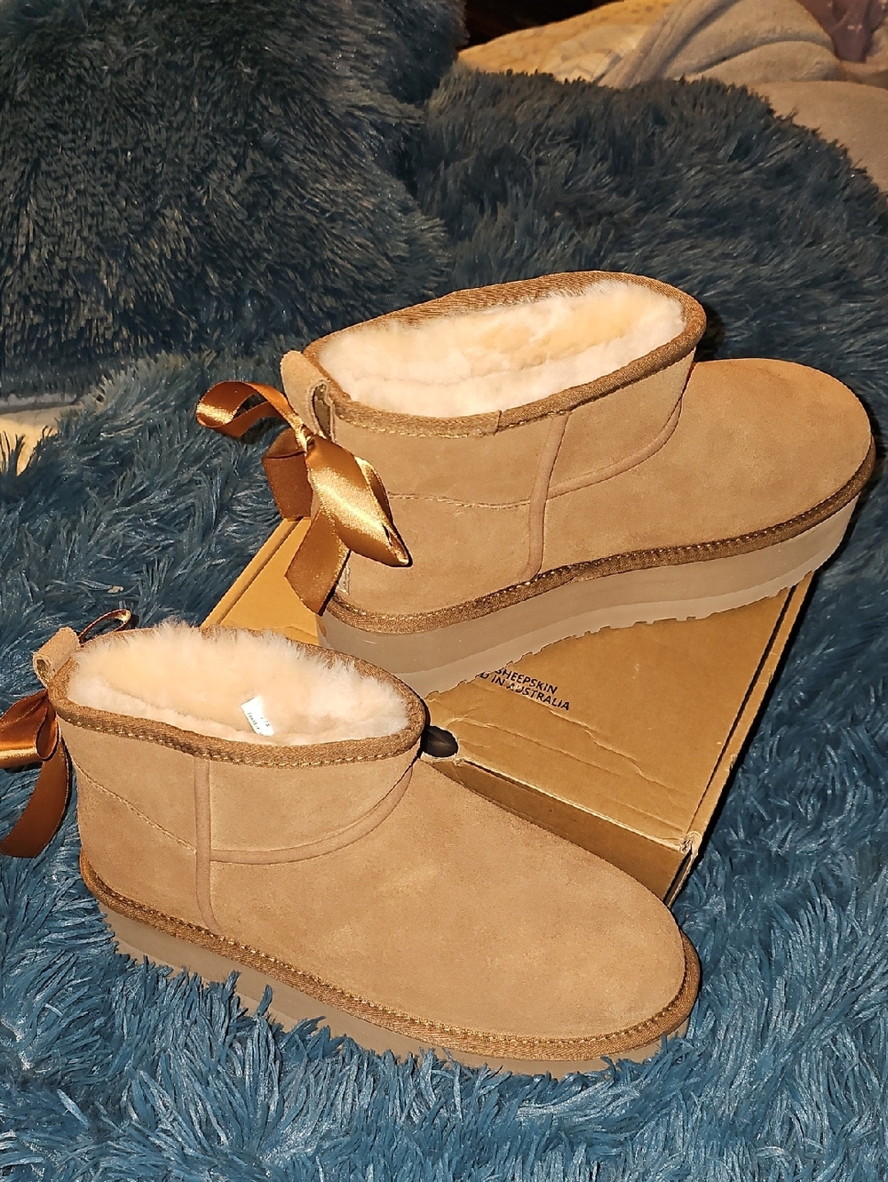 Mel&Syd 100% Australian Sheepskin Platform Ankle Boots